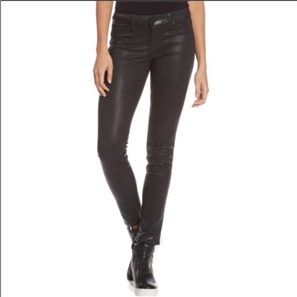 Level 99 Mid-Rise Black Coated Skinny Jeans - Picture 2 of 9